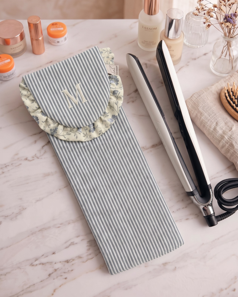 Funda para plancha de pelo Binibeca – Rayas azules