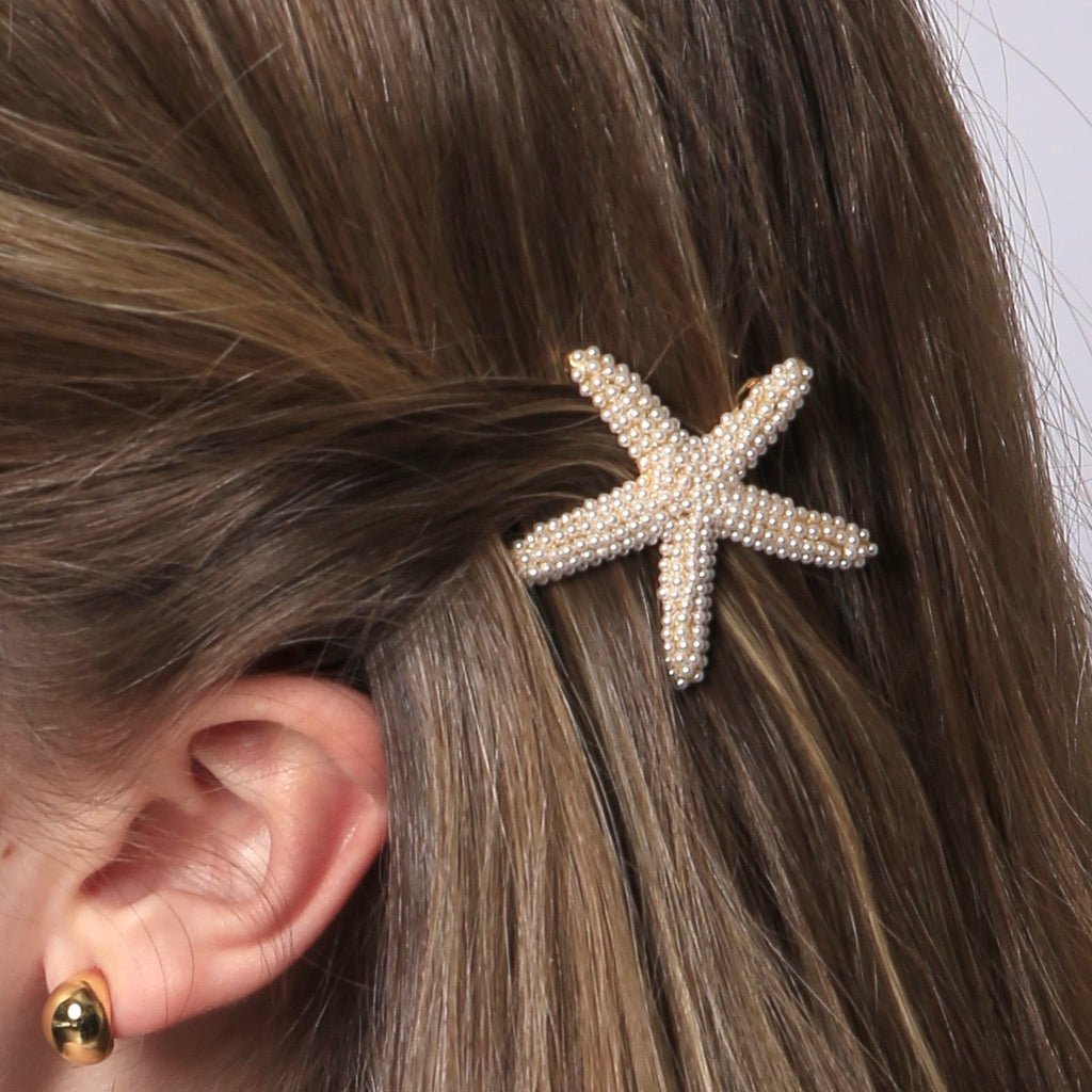 Pasador de pelo estrella de mar perlitas