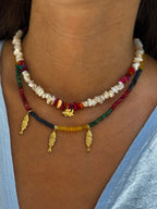 Coloured mini fish necklace