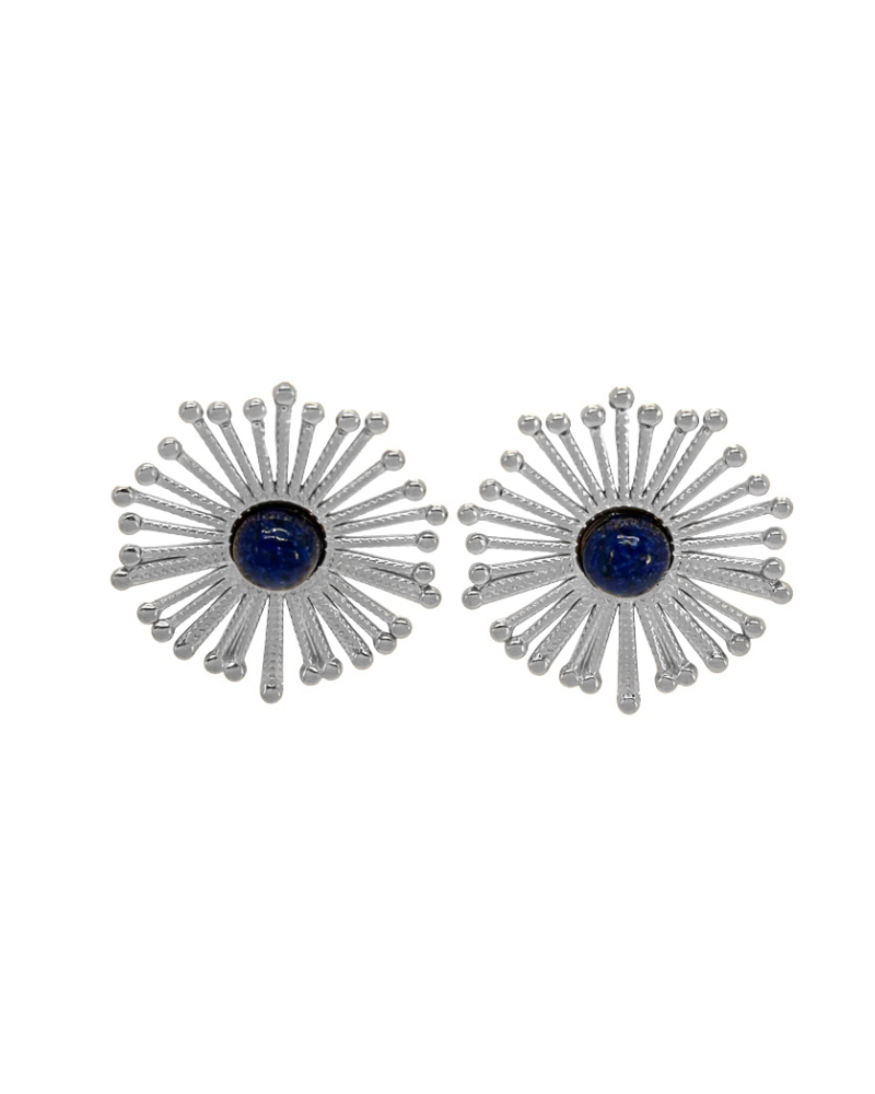 Pendientes Flor Lapislázuli acero Silver