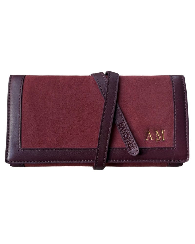 Pack Joyero de piel granate + Funda de gafas piel granate