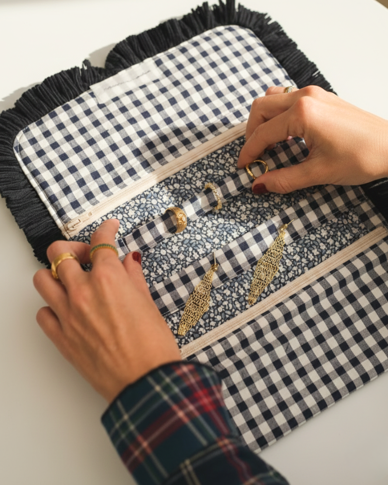 Joyero Personalizado pana azul marino