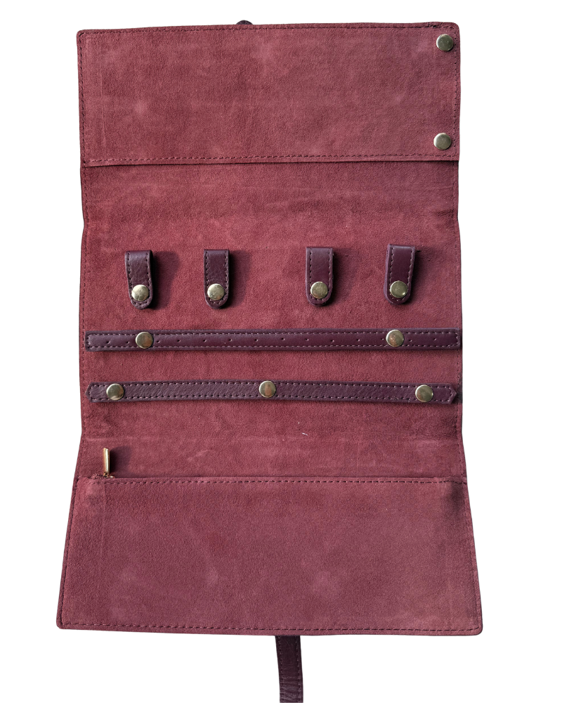 Joyero de piel granate