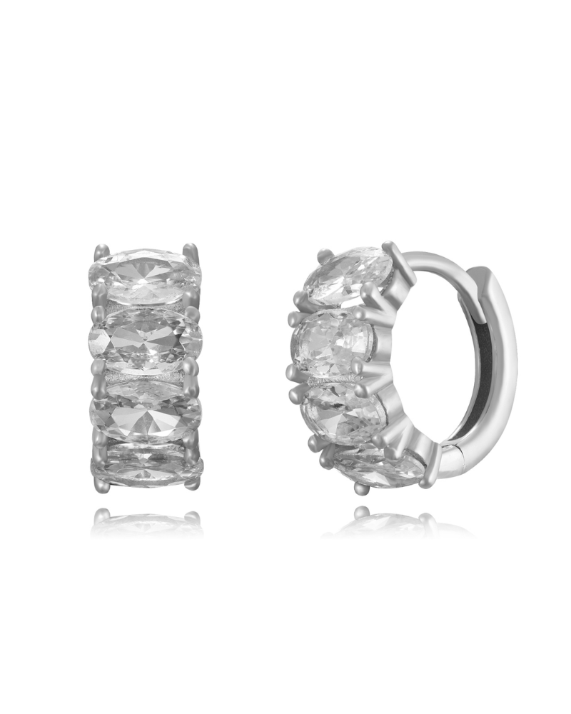 Pendientes Queen White Silver