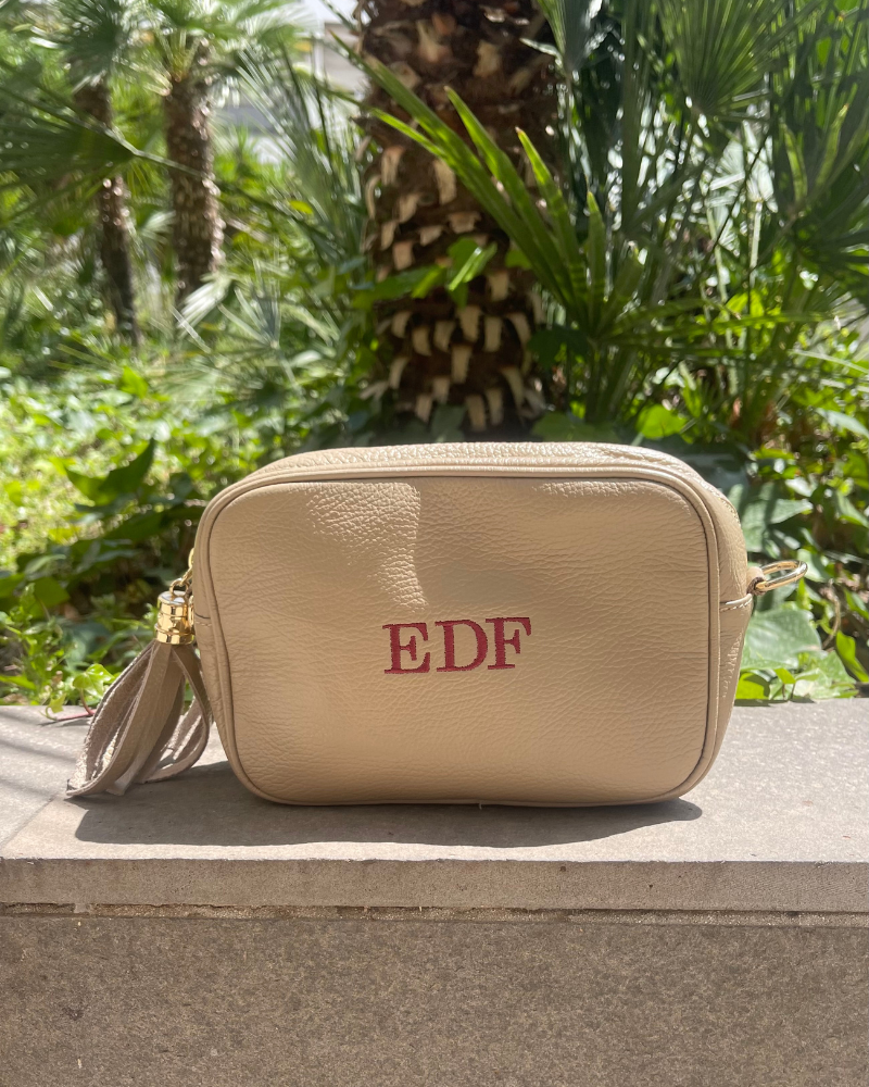 Enriqueta Beige Bag Personalised with initials EDF