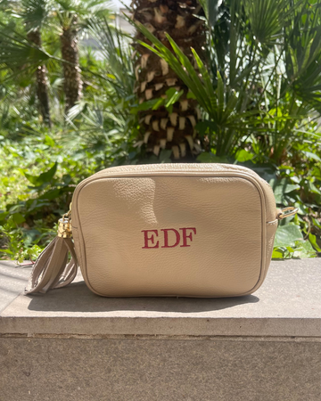 Enriqueta Beige Bag Personalised with initials EDF