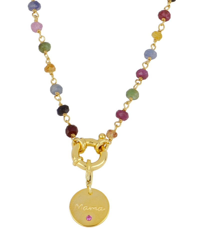 Collar Bella Turmalina light con plaquita Mamá