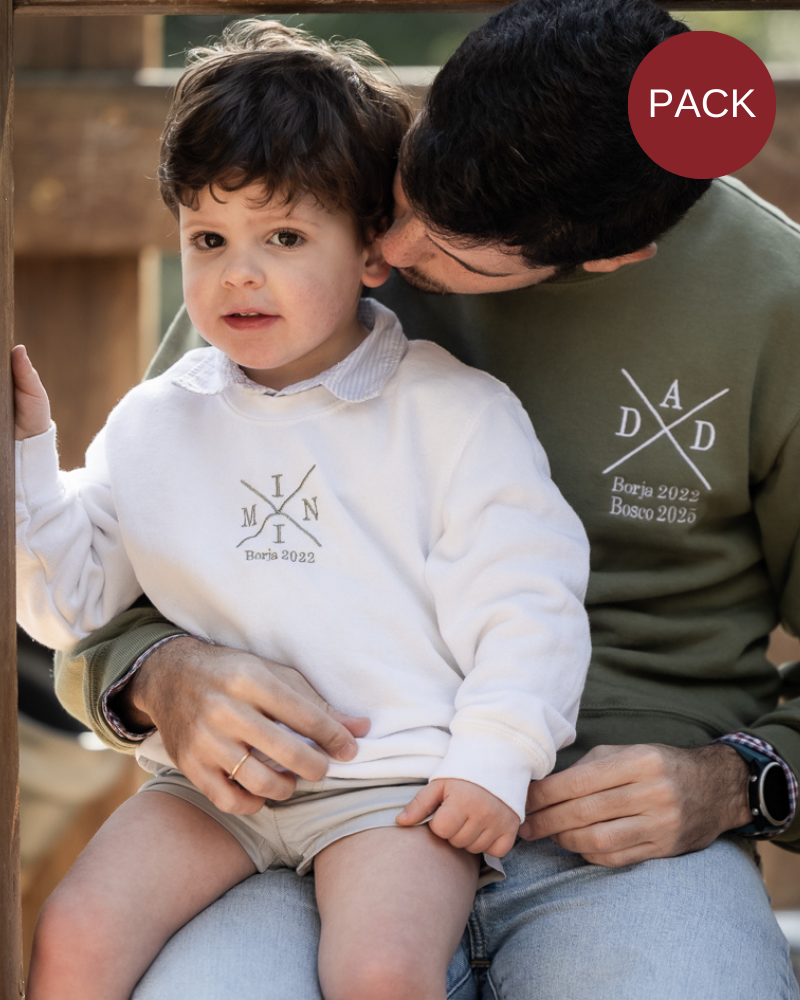 Pack de sudaderas personalizadas Cruz para adulto y niño a juego, regalo para familia
