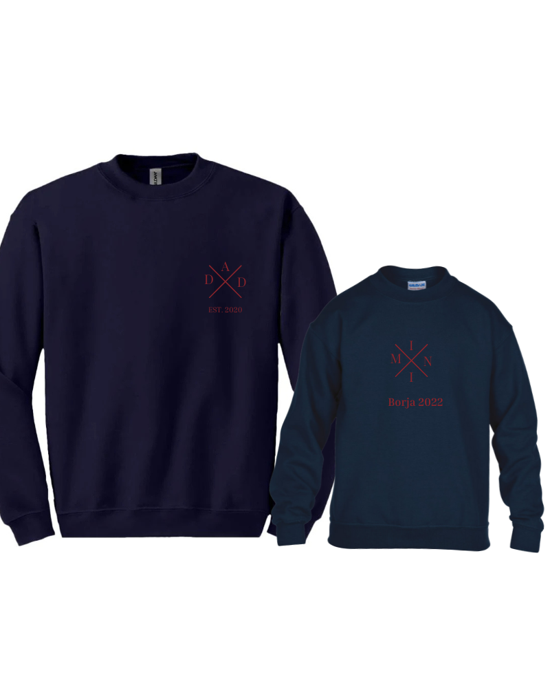 Pack sudaderas personalizadas adulto y niño disponibles en colore azul marino