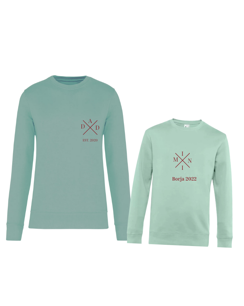 Pack sudaderas personalizadas adulto y niño disponibles en color verde mint