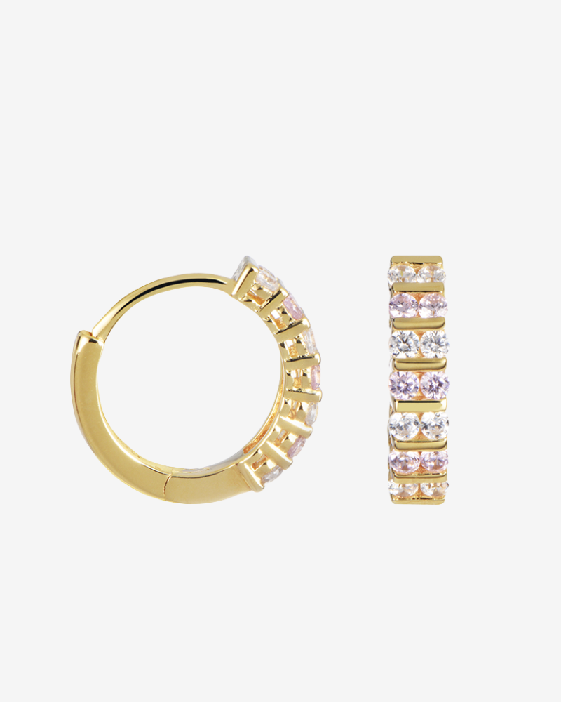 Pendientes aro pequeños plata 925 baño oro zirconitas