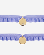 Pulsera semirizo lavanda personalizada plaquita circonita