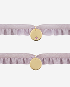 Pulsera semirizo rosa personalizada plaquita circonita