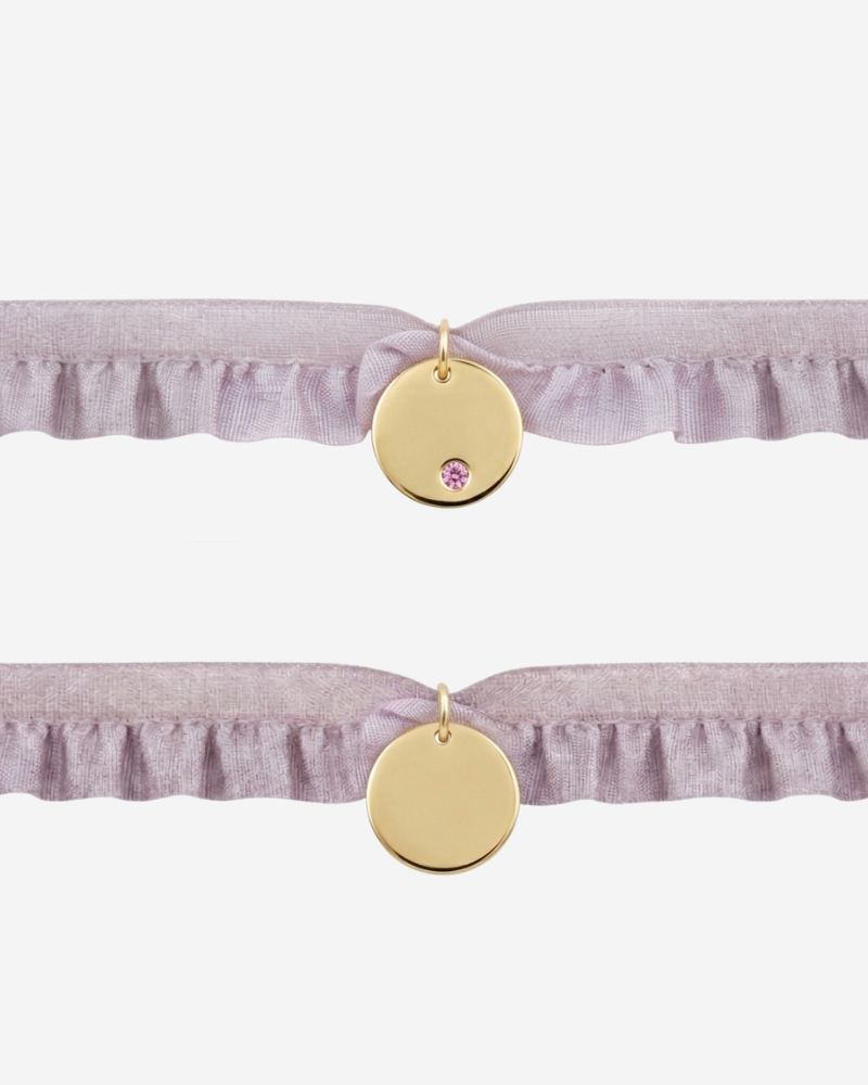 Pulsera semirizo rosa personalizada plaquita circonita