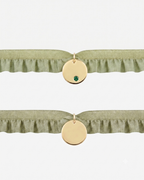 Pulsera semirizo verde personalizada plaquita circonita
