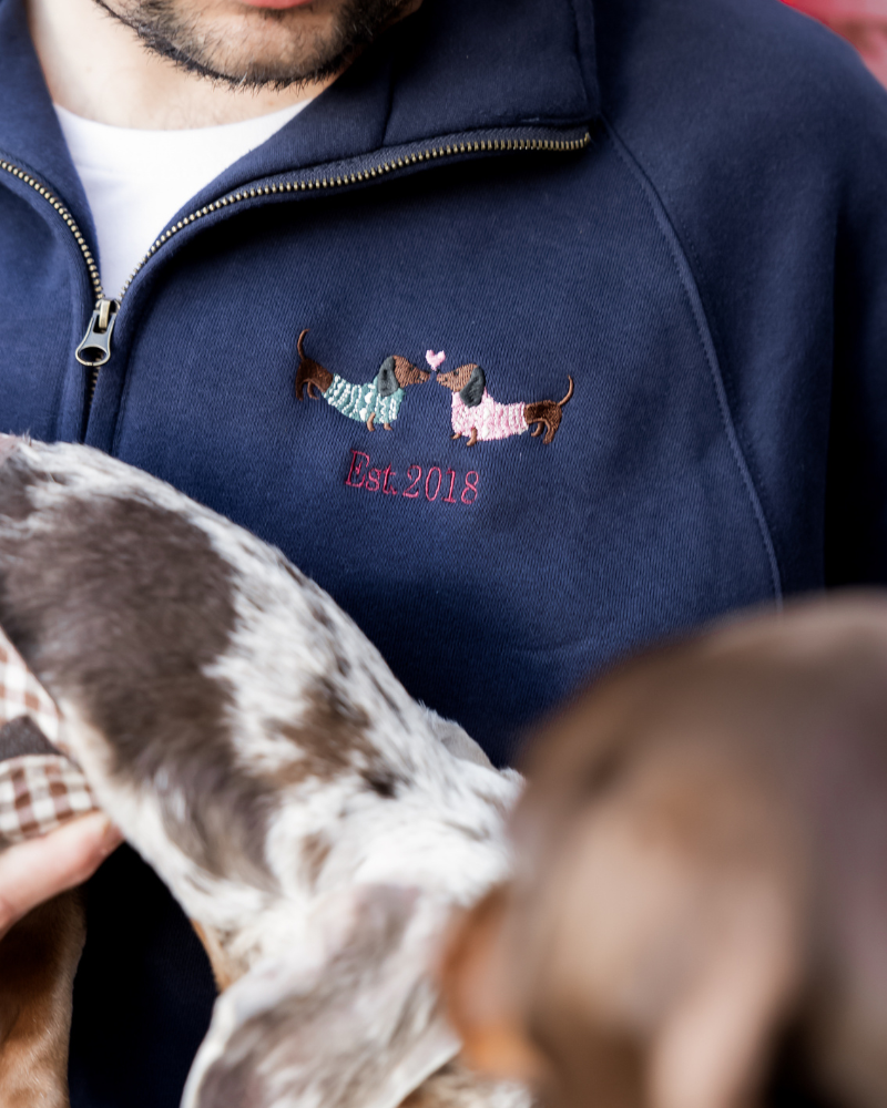 Sudadera personalizada Love Dachshund Cuello Zip