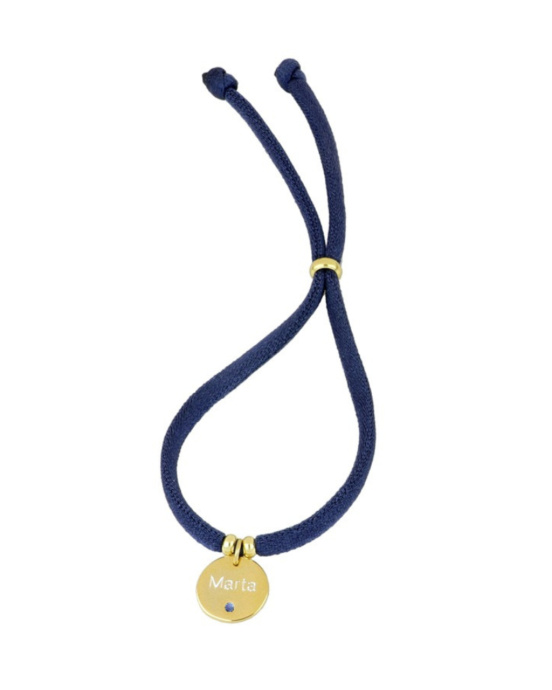 Charm plaquita personalizable circonita azul