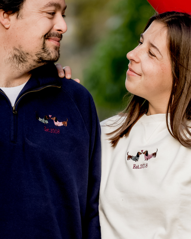 Sudadera personalizada Love Dachshund Cuello Zip