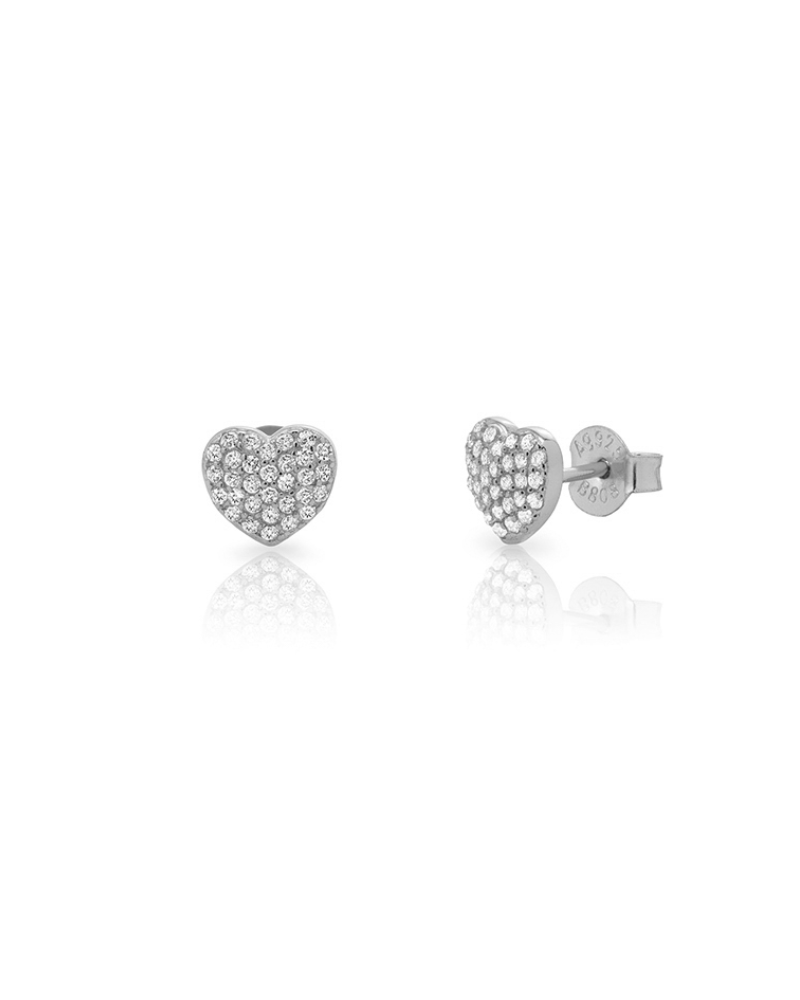 Pendientes mini corazón circonita blanca Silver