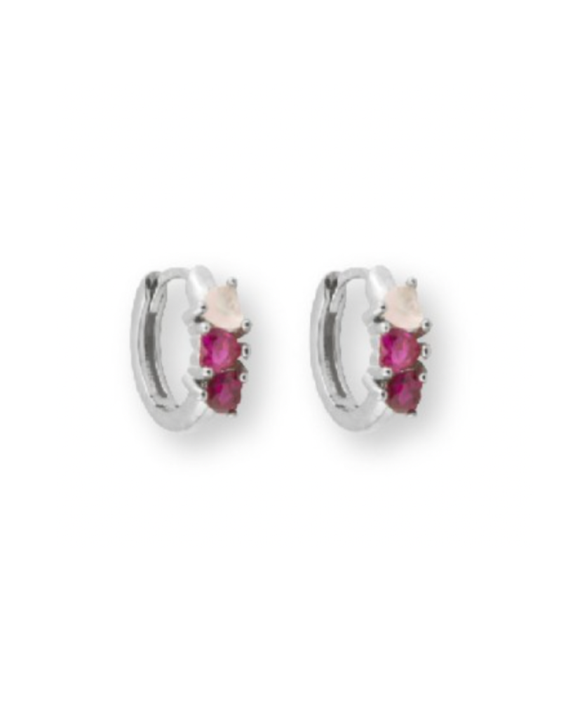 Pendientes mini aritos corazón Rubí Silver