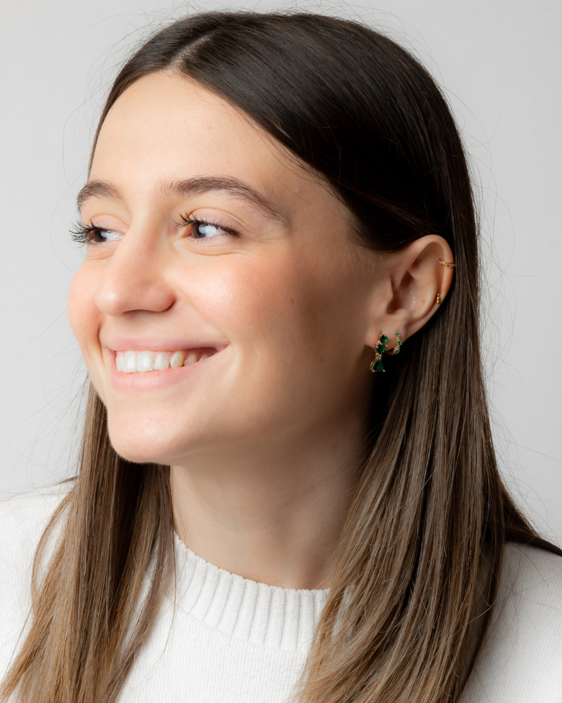 Pendientes three glasses green