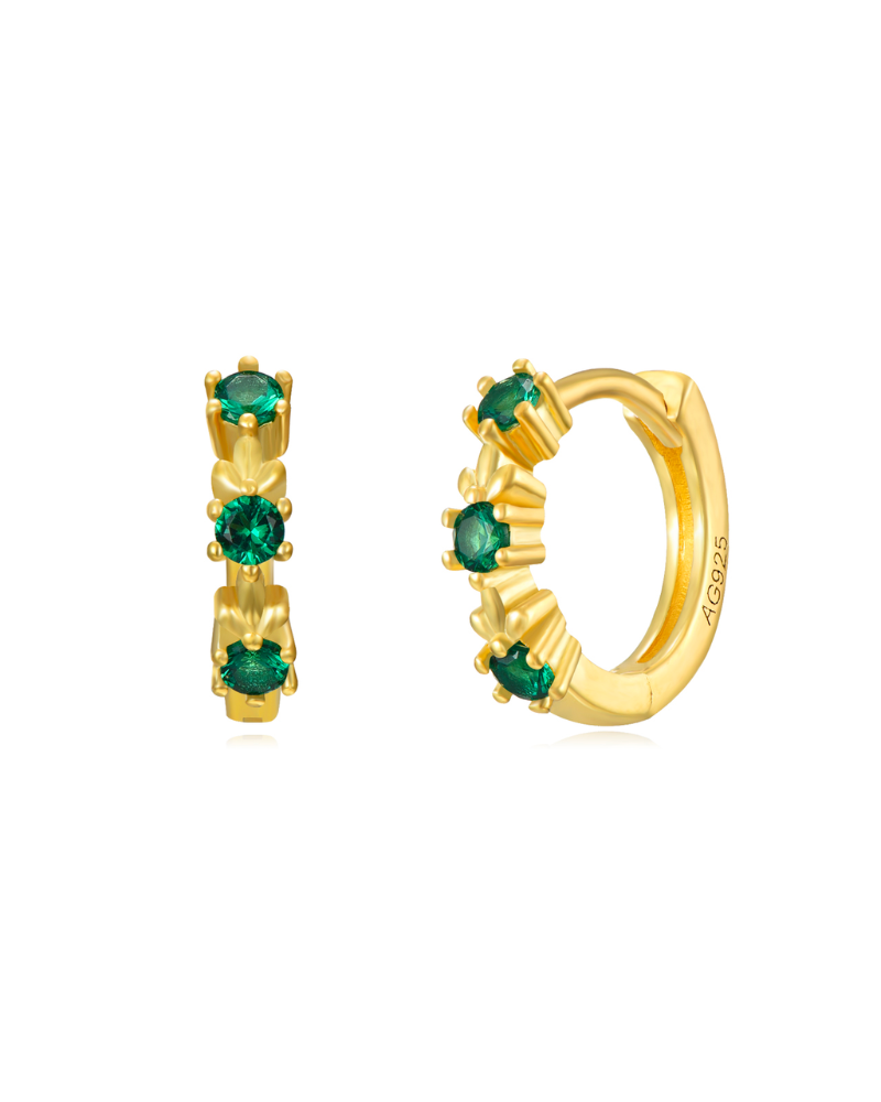 Earrings three glasses green