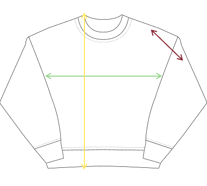 Guía de tallas para sudaderas adulto cuello redondo