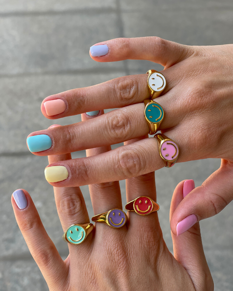 Happy Face coral ring