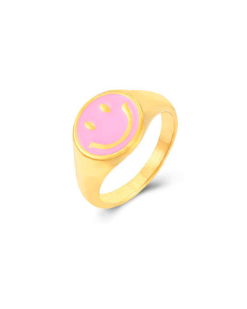 Pink Happy Face ring