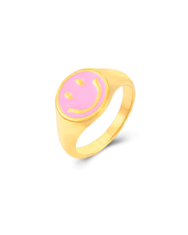 Anillo Happy Face rosa