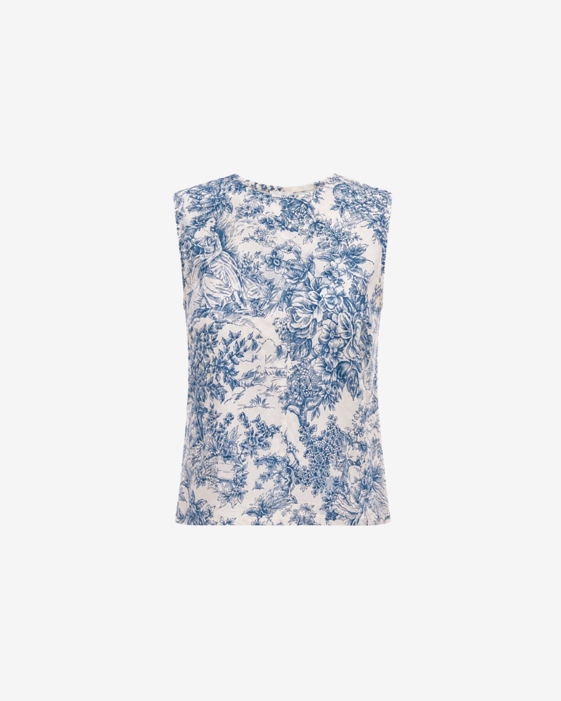 Top Toile de Jouy azul