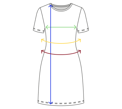 Guía de tallas para vestido Pink stripes/ Yellow stripes