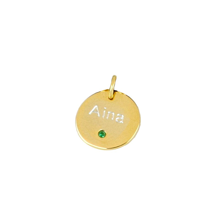 Charm plaquita personalizable circonita verde