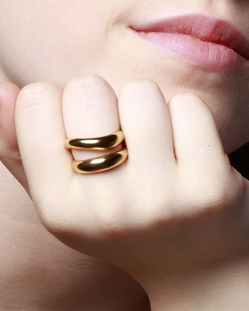 Ring Two Stripes Simple Steel