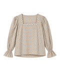 Blusa cuadros beige y blanca