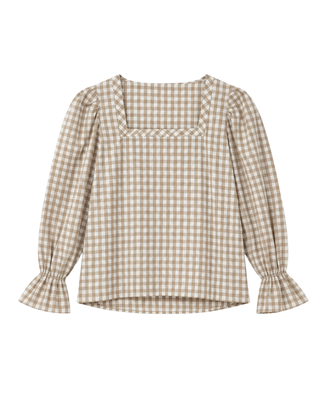 Blusa cuadros beige y blanca
