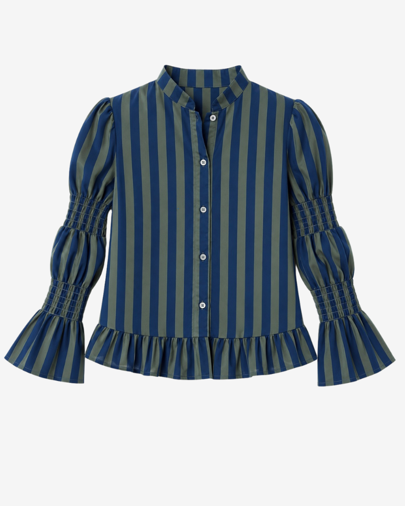 Toscana Shirt – Navy and Green Striped