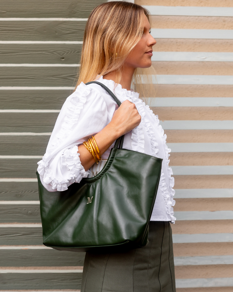 Beatriz Dark Green Leather Bag – Personalized