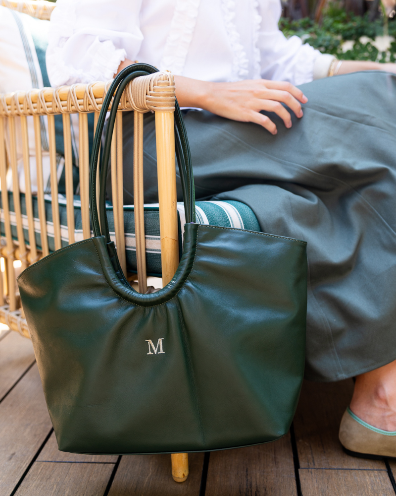 Beatriz Dark Green Leather Bag – Personalized