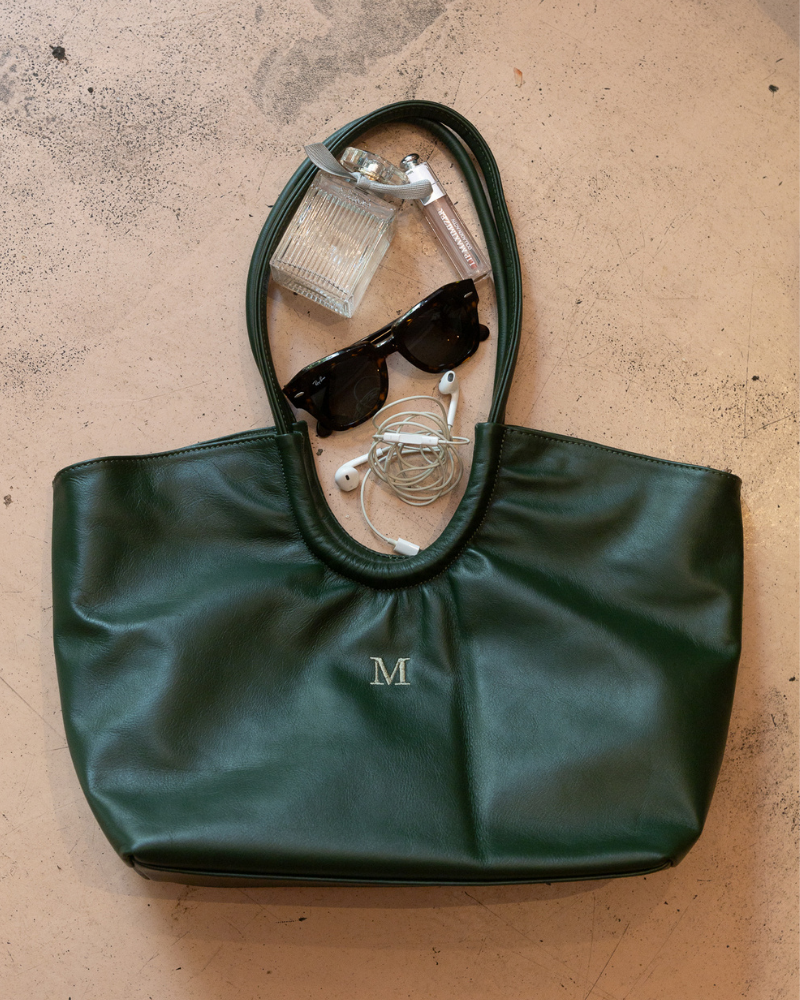 Beatriz Dark Green Leather Bag – Personalized