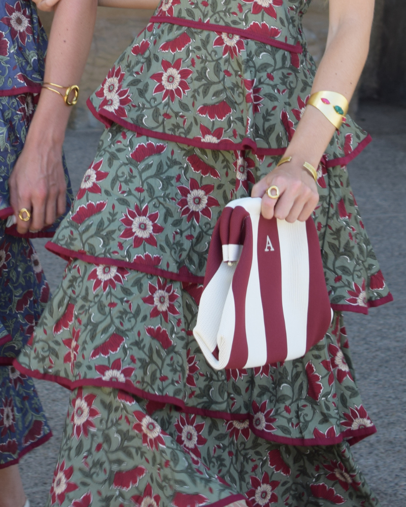 Bolso Rayas Burdeos
