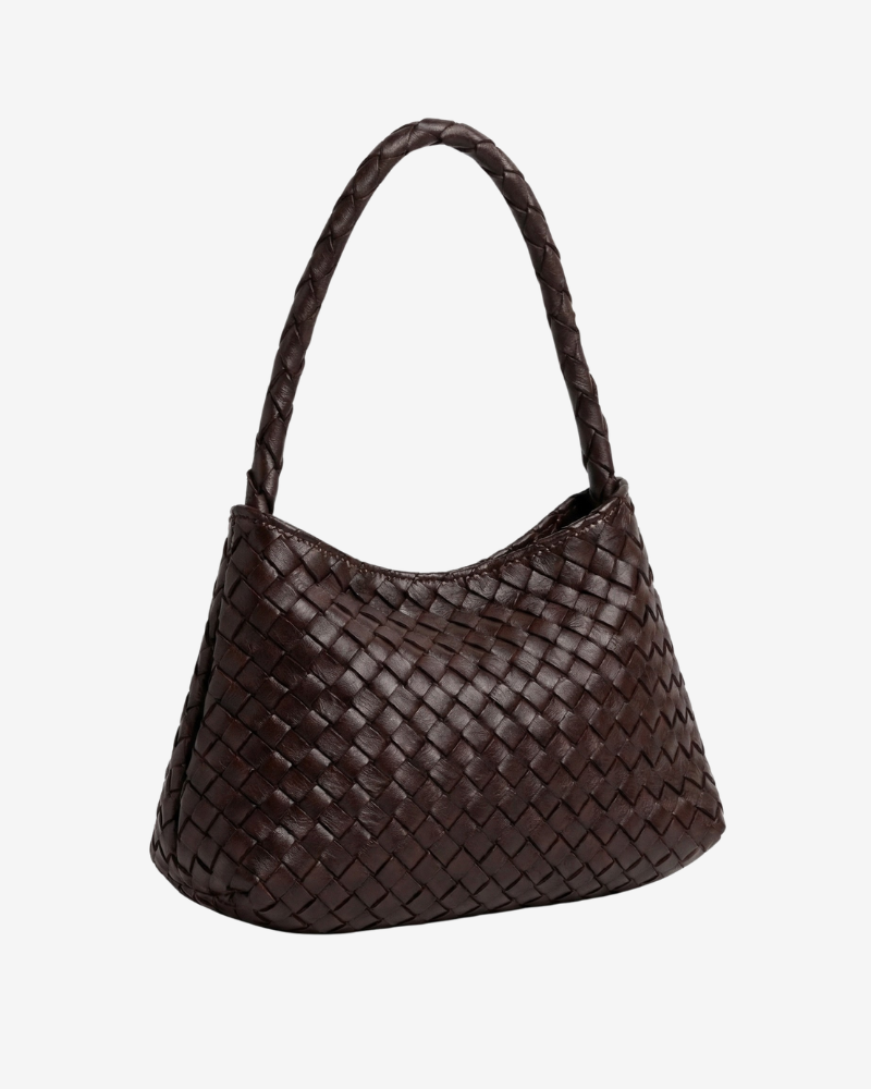 bolso maria piel trenzada marron chocolate mujer elegante