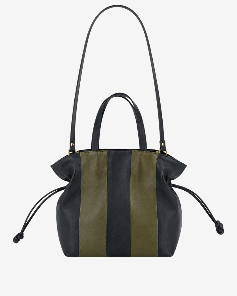  Martina Green and Blue Stripes Handbag with Handle