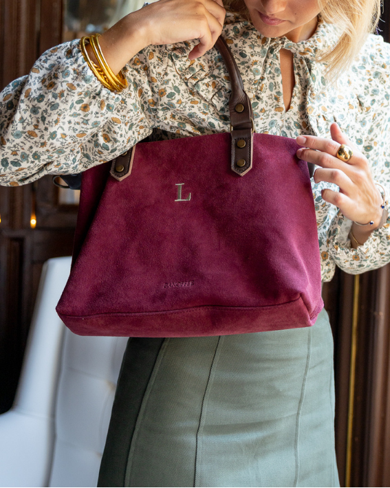 Federica Midi Burgundy Suede Bag – Personalized