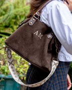 Federica Midi Brown Suede Bag – Personalized