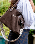 Federica Midi Brown Suede Bag – Personalized