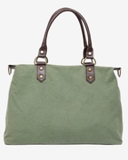 Federica Midi Khaki Bag – Canvas & Leather, Personalized