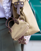 Federica Midi Taupe Bag – Canvas & Leather, Personalized