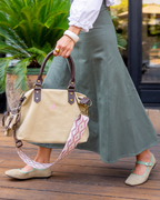 Federica Midi Taupe Bag – Canvas & Leather, Personalized