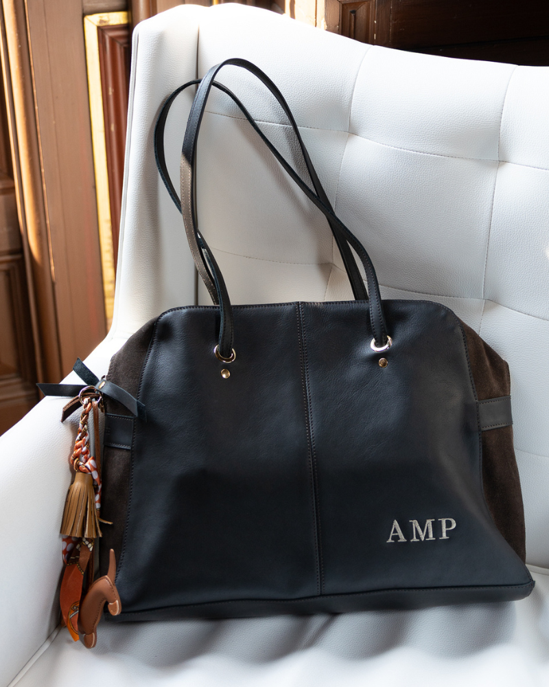 Leticia Large Bag in Dark Brown Leather & Suede